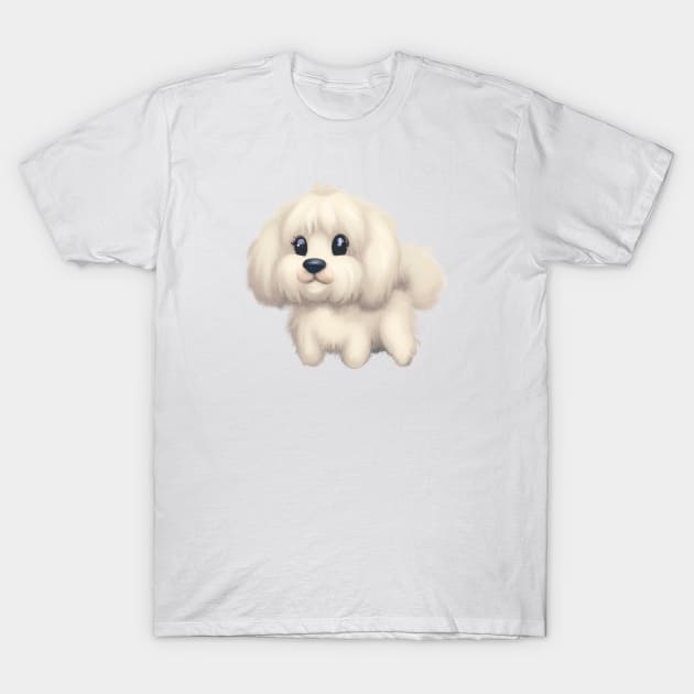 Cute Maltese Dog Drawing T-Shirt by Play Zoo